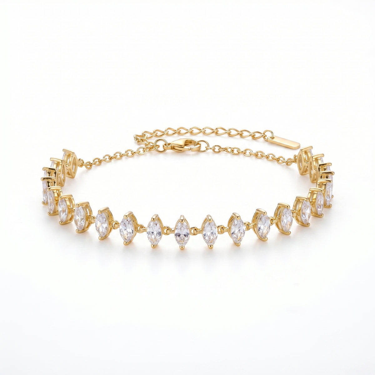 Marquise CZ Tennis Bracelet – Gold-Tone Statement Fashion Bracelet