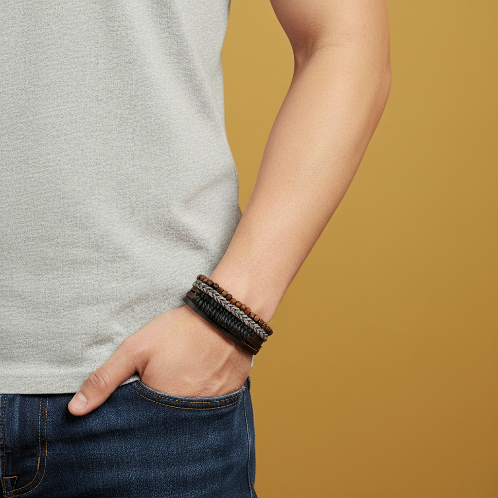 Beard & Beads Set – Classic Vibe – 3 Stylish Wrist Bands