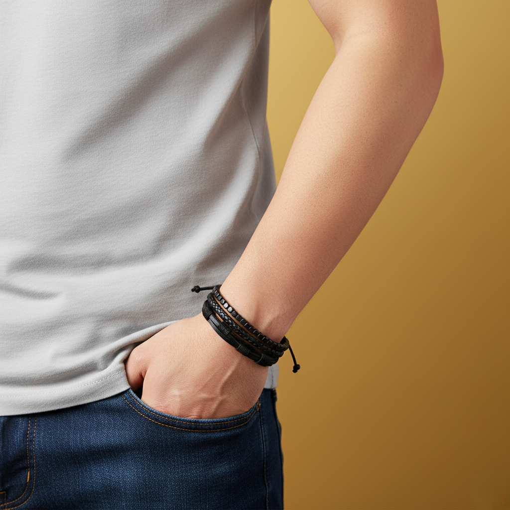 Blackout Band Pack – Leather, Beads & Matte Black – 3-in-1