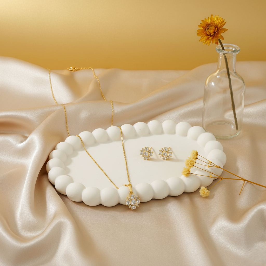 BloomCharm Pendant With Earring Set