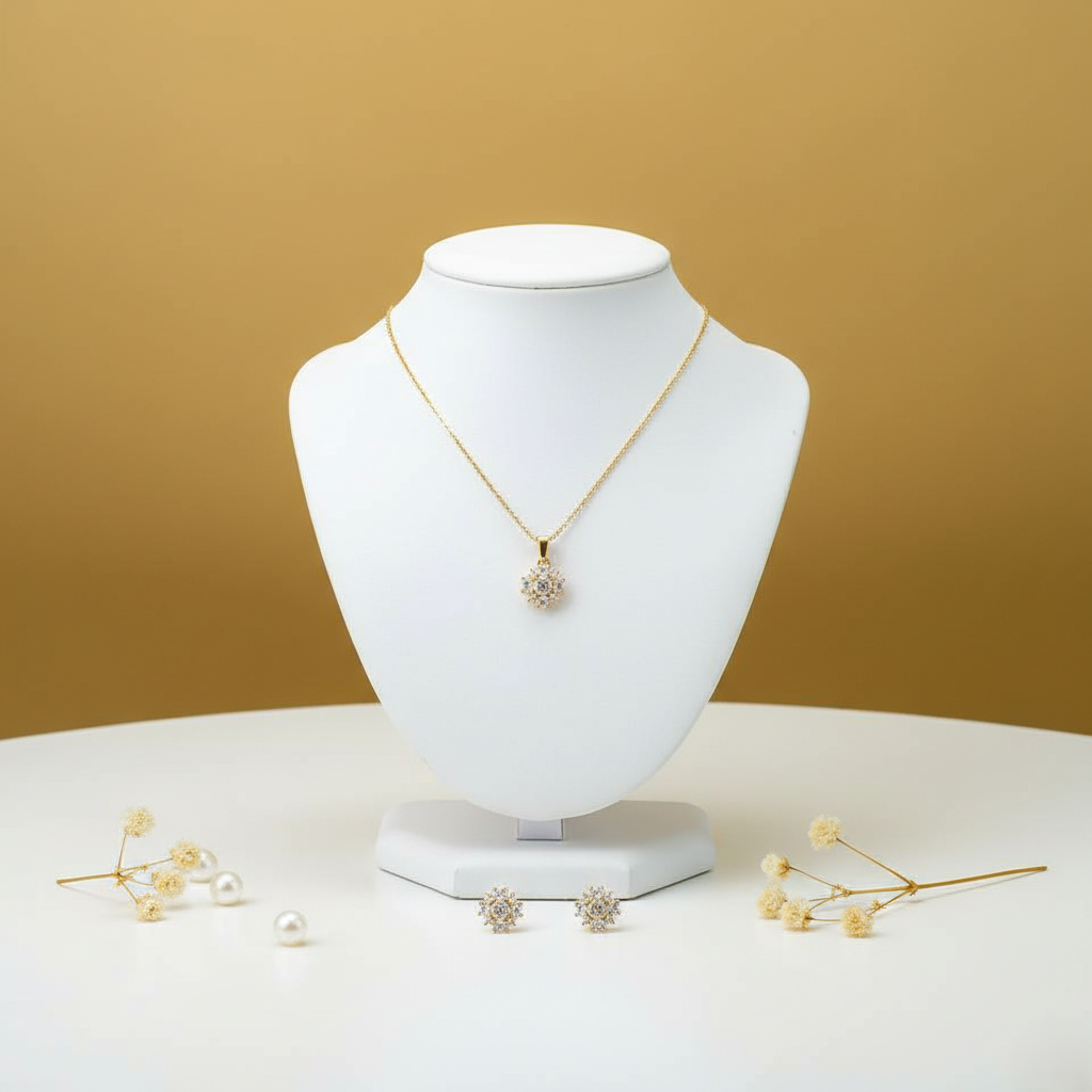 BloomCharm Pendant With Earring Set
