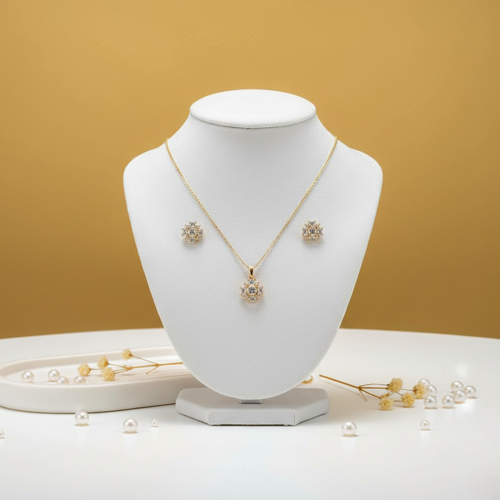 BloomCharm Pendant With Earring Set