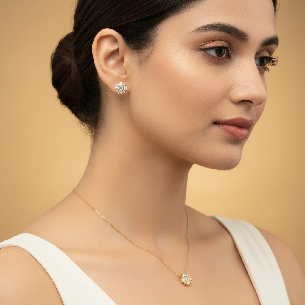 BloomCharm Pendant With Earring Set