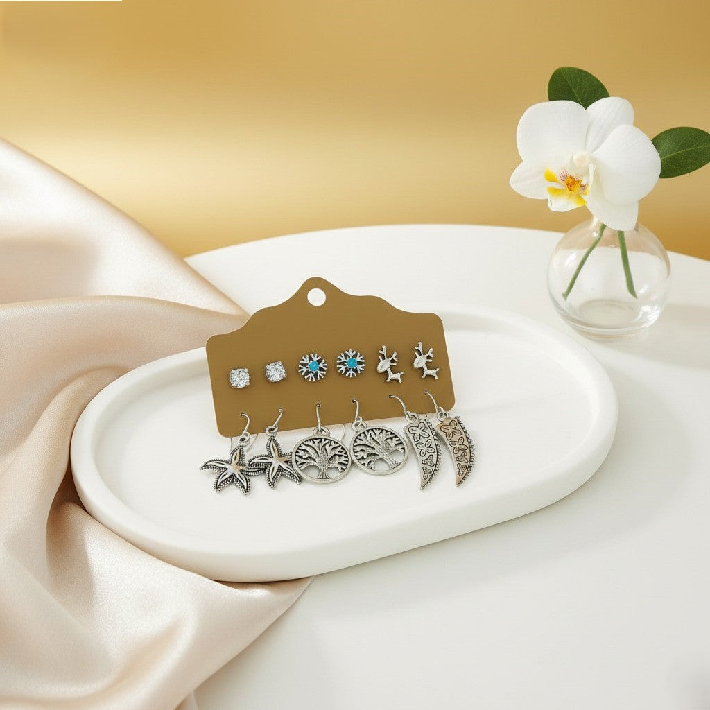 BohoCharm Trio – Ethnic Oxidised Earrings