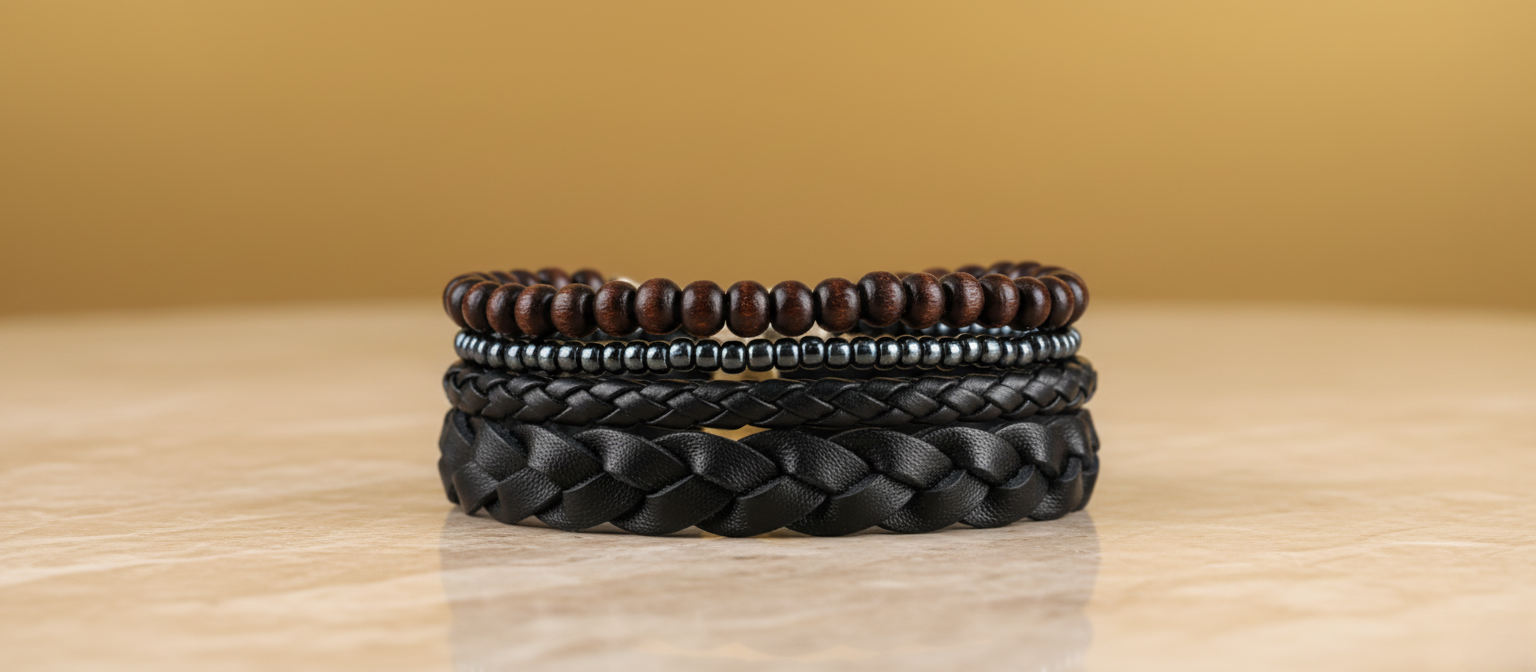 Classic Beads Set – Good Vibe – 3 Stylish Wrist Bands