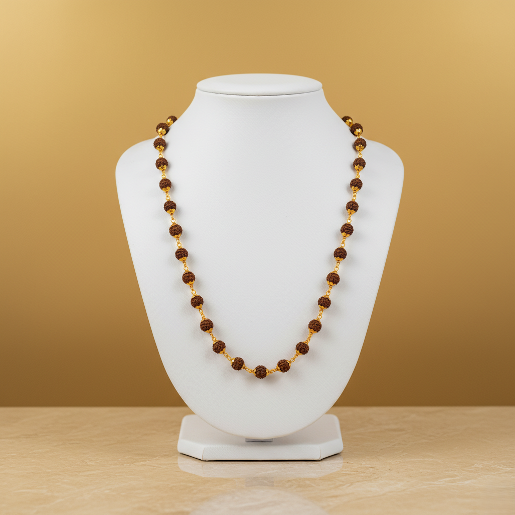 DIVINE GOLDEN RUDRA – Gold Plated Rudraksha Mala for Men