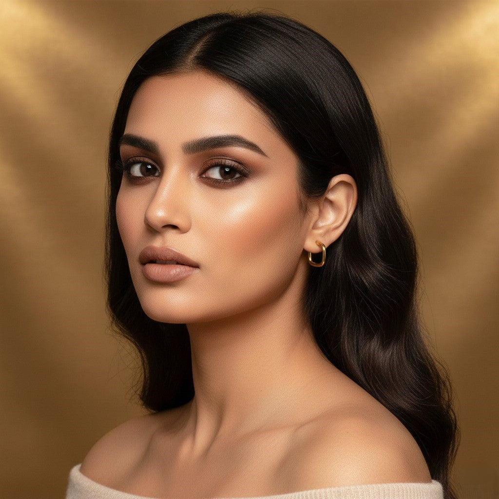 Gold Square Studs