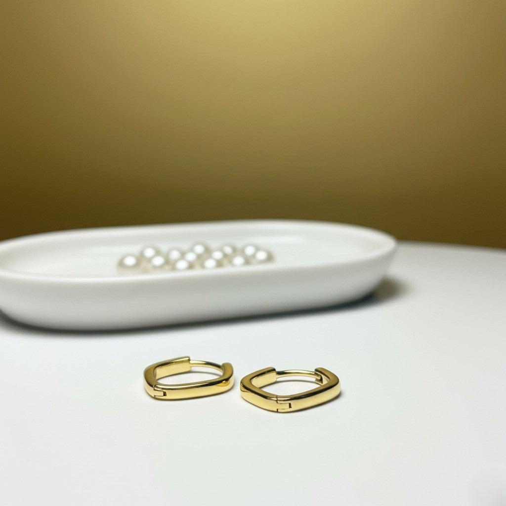 Gold Square Studs