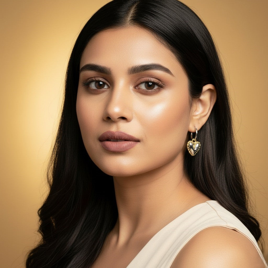 Heart Shaped Romance Gold Earrings