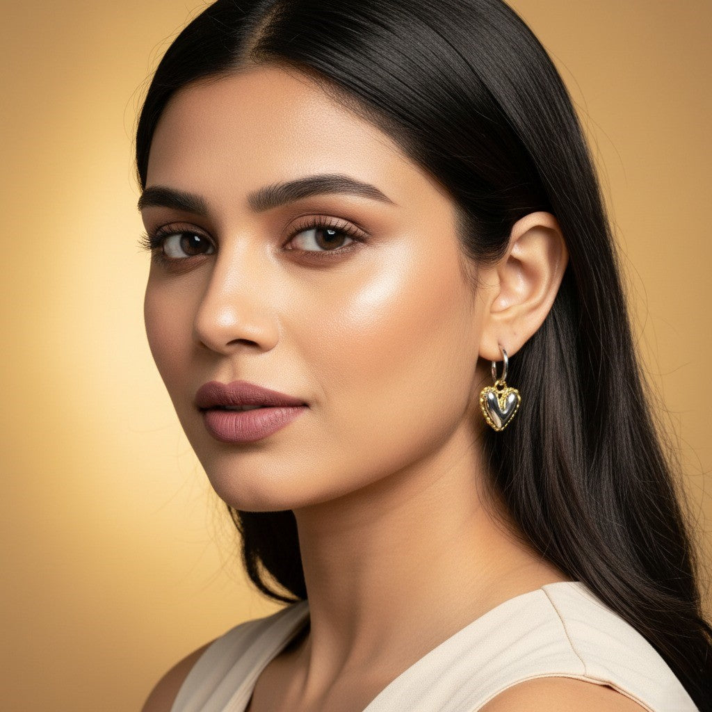 Heart Shaped Romance Gold Earrings