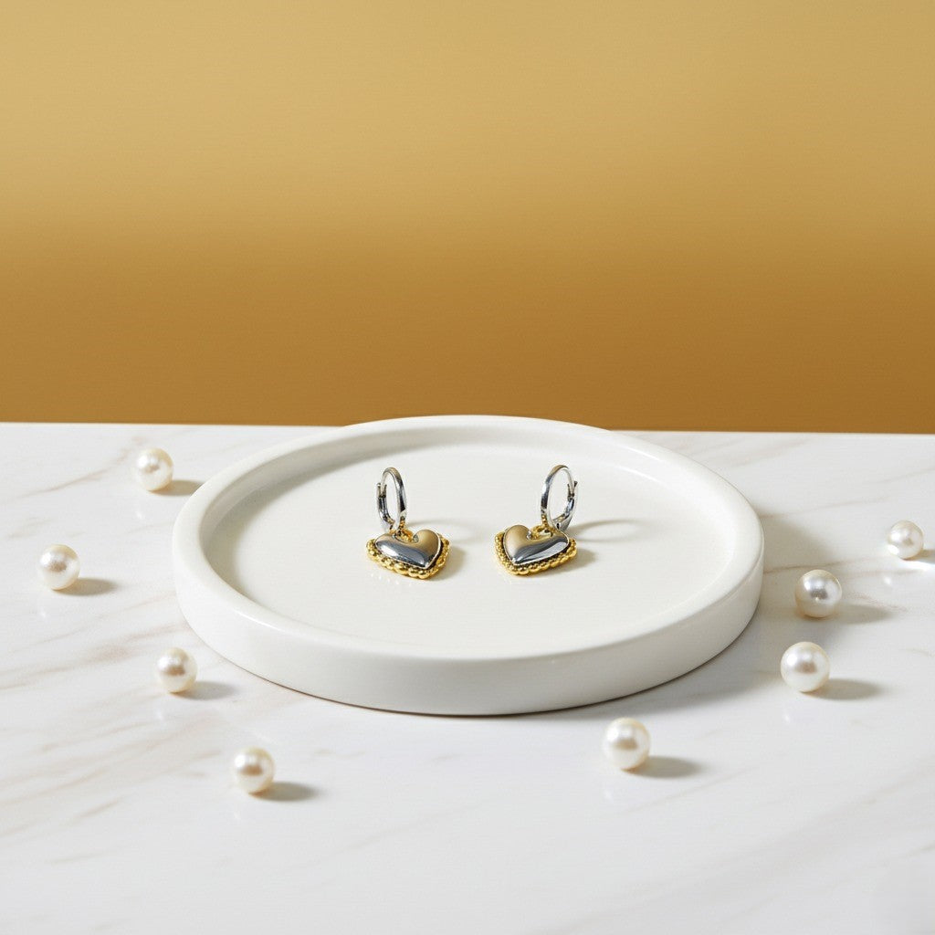 Heart Shaped Romance Gold Earrings