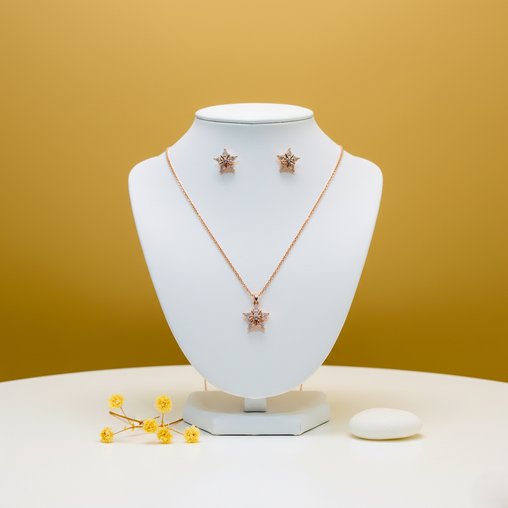 Rose Gleam Pendant With Earring Set