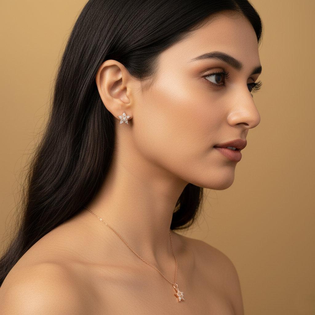 Rose Gleam Pendant With Earring Set