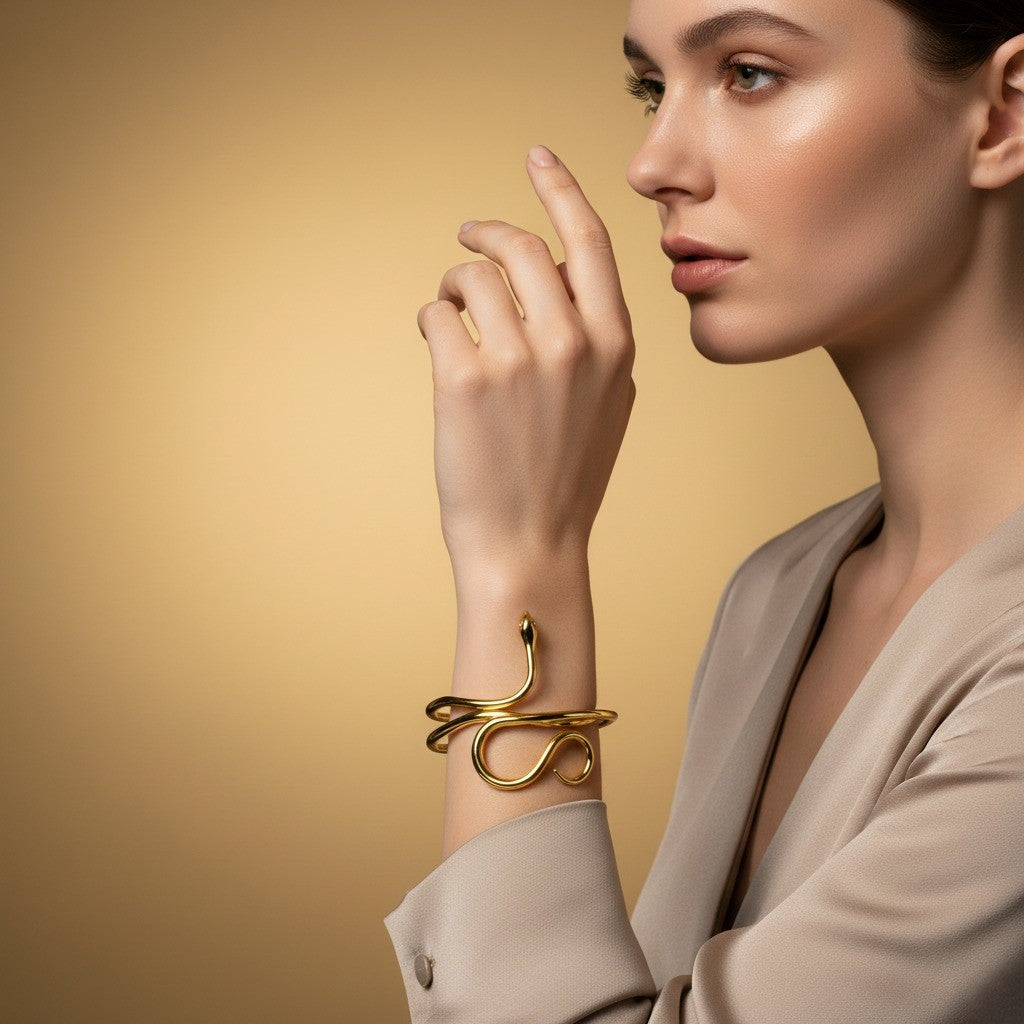 SerpentTwist Bracelet – Bold Snake  Motif – Glam Nightwear