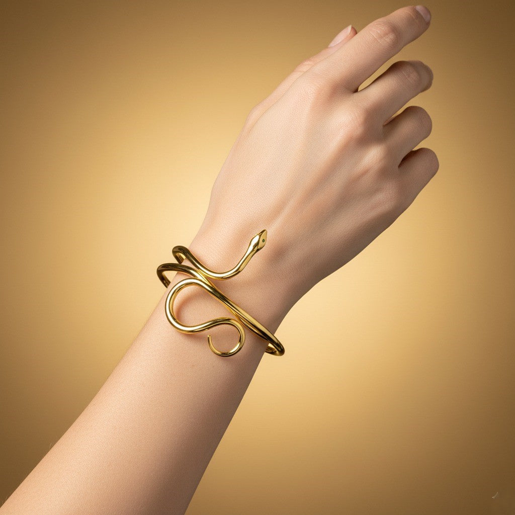 SerpentTwist Bracelet – Bold Snake  Motif – Glam Nightwear
