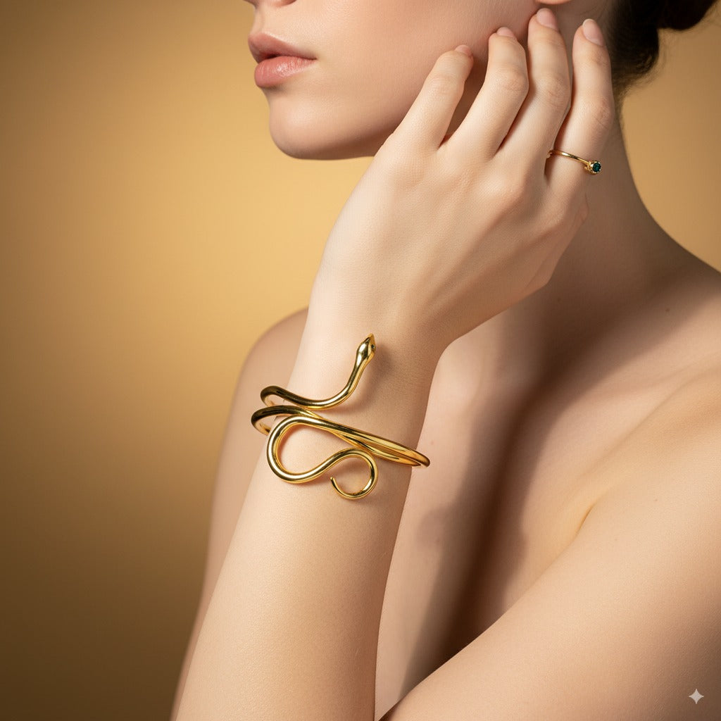 SerpentTwist Bracelet – Bold Snake  Motif – Glam Nightwear