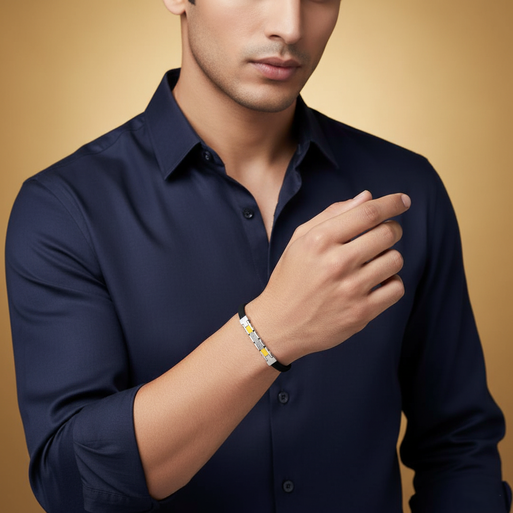 VINTAGE STACK VIBE – PU Leather & Rubber Metal Men's Wristwear